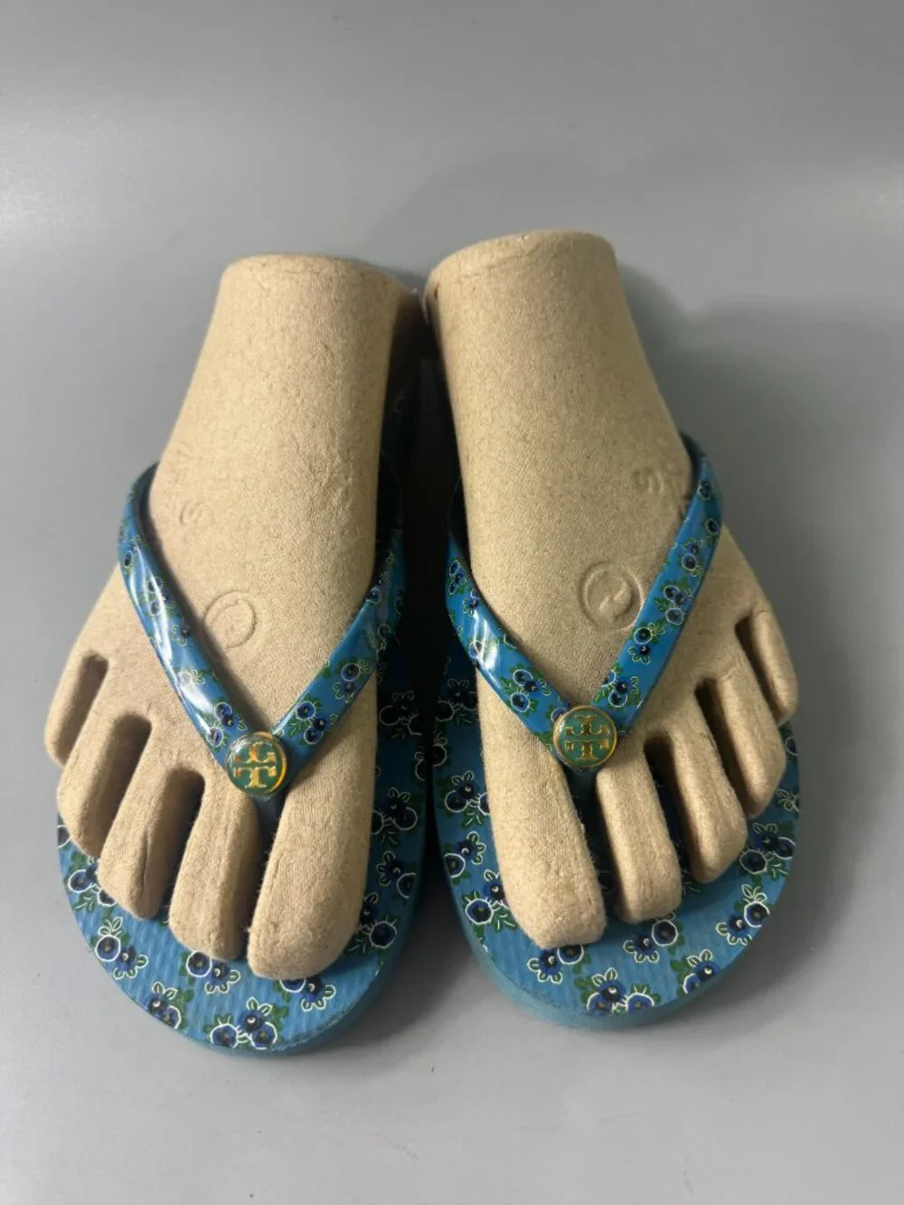 Tory Burch All Over Print Flip Flops in Blue
